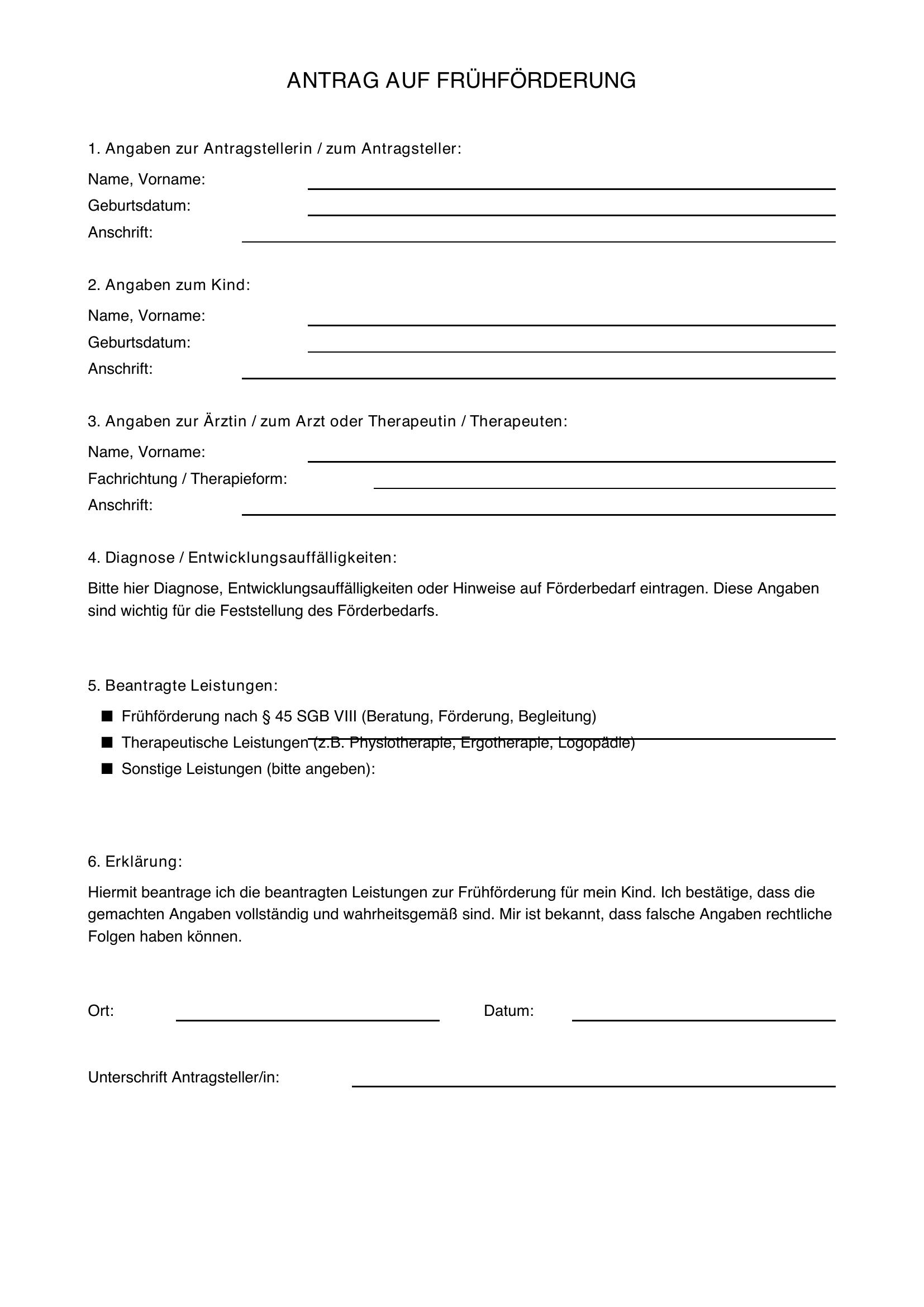 Antrag Auf Frühförderung Muster