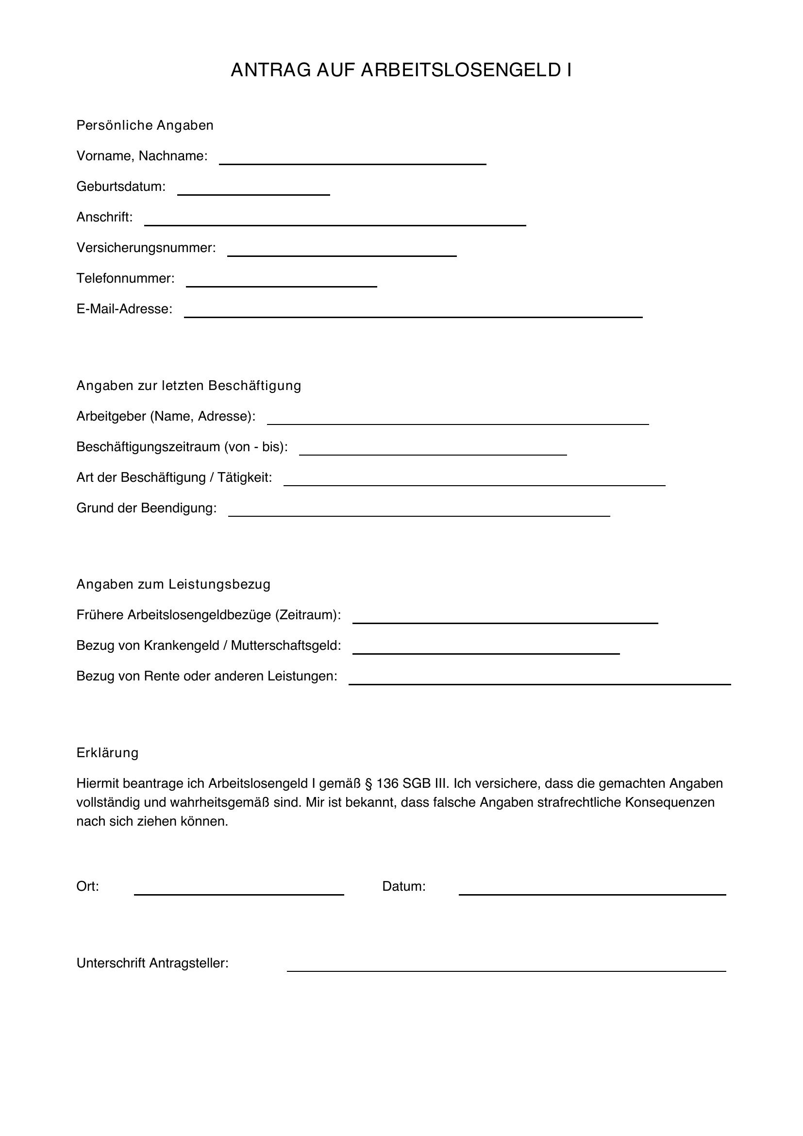 Arbeitslosengeld 1 Antrag Nrw