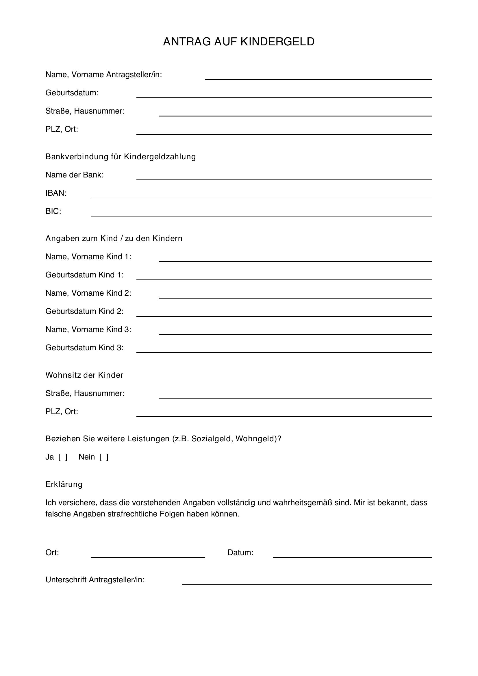 Kindergeld Antrag Recklinghausen