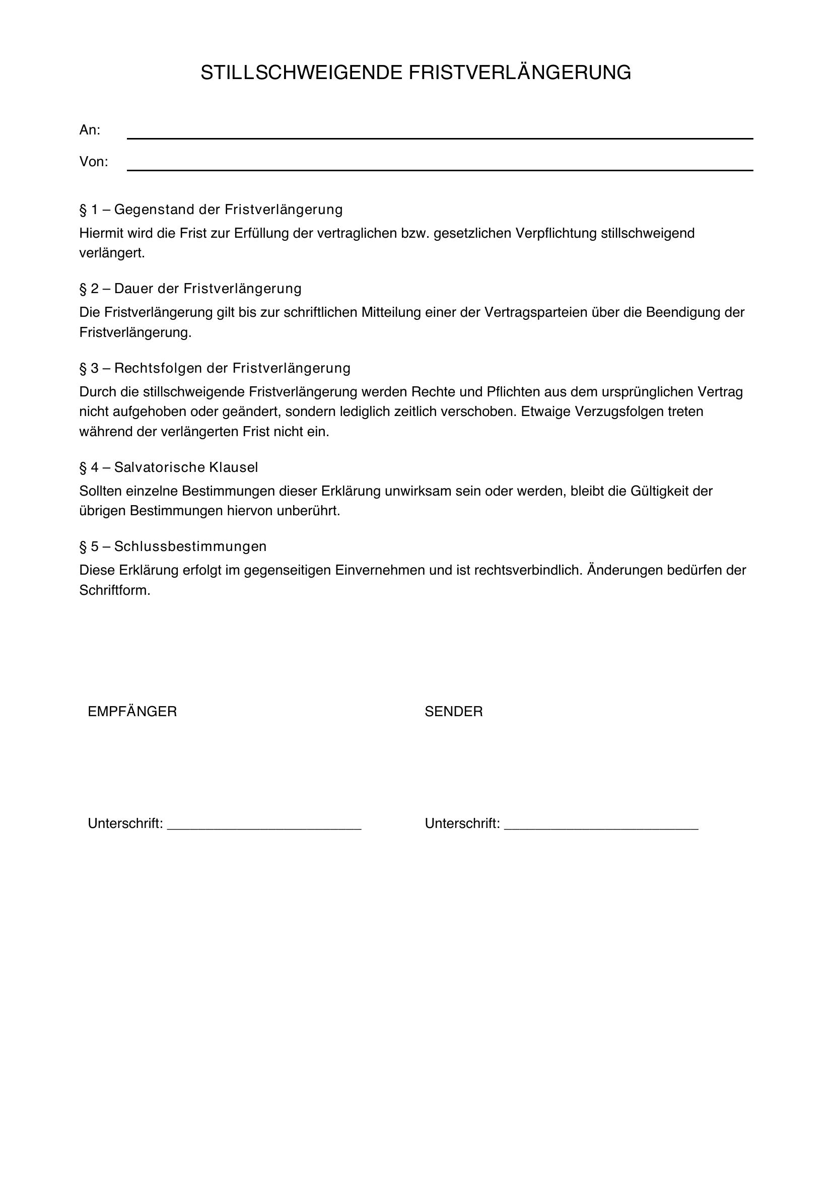 Stillschweigende Fristverlängerung Anwalt